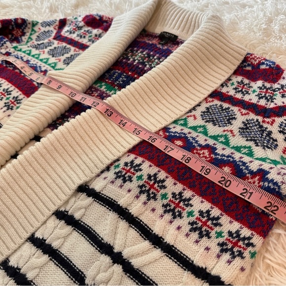 Talbots Cabincore Plus FairIsle Shawl Cardigan Sweater Nordic Stripe Knit Size X - Picture 15 of 16